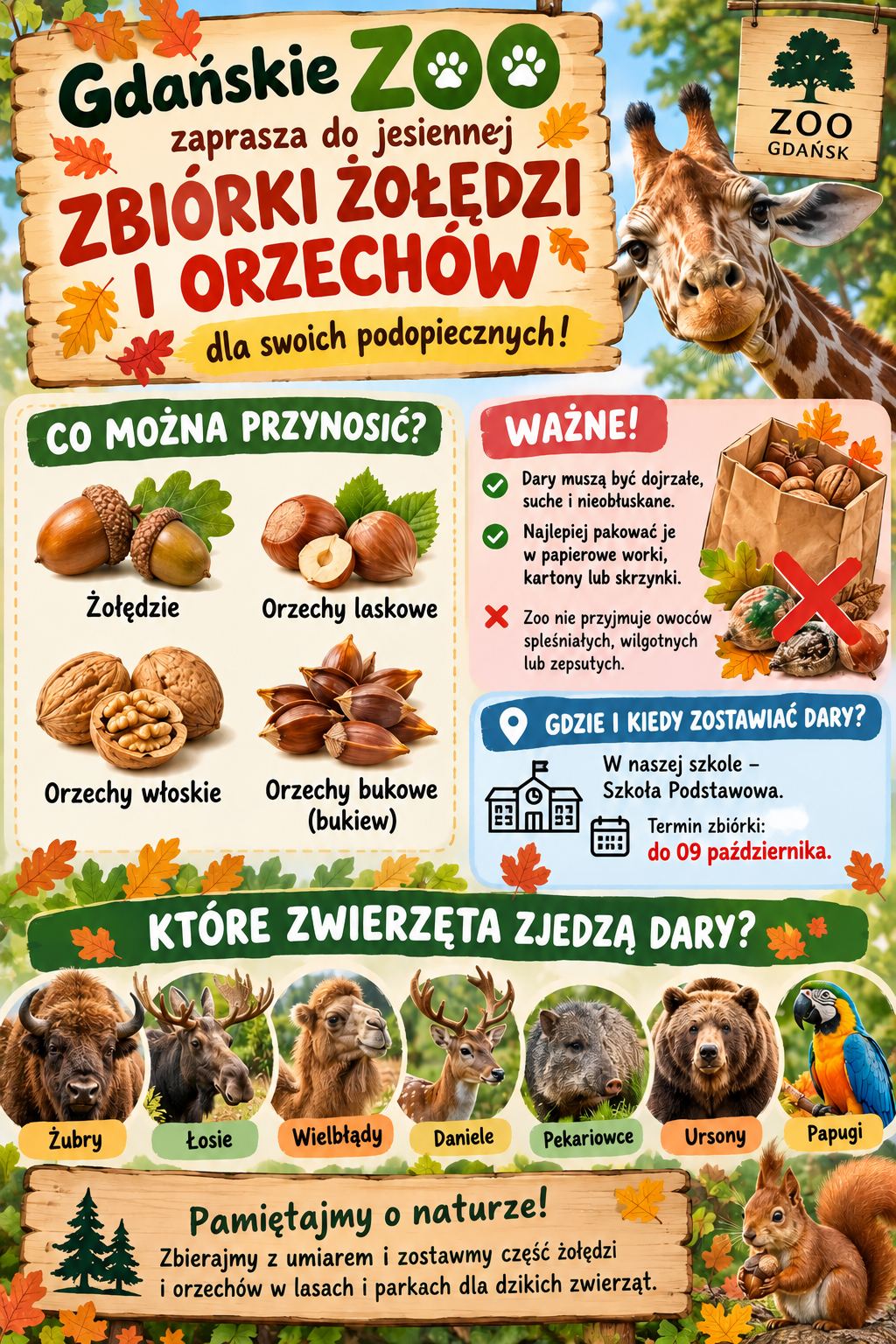 Zbiórka darów jesieni dla ZOO.